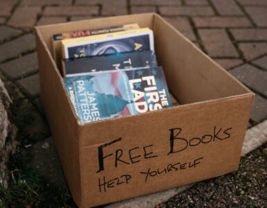 giveaway books on a carton box