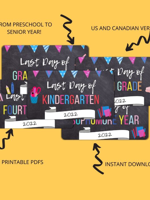 Last Day Of School Chalkboard Signs 2024-2025 {Free Printable PDFs)