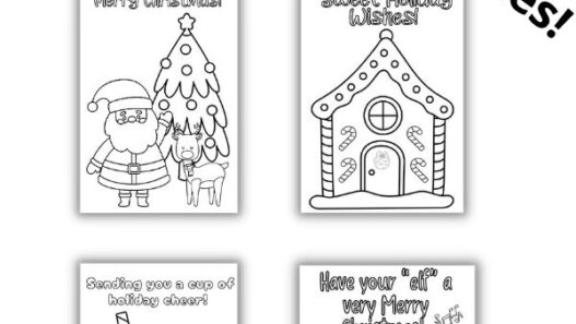 Christmas cards to color - free printables