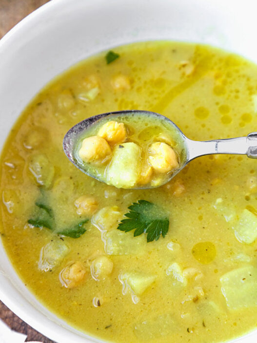 Chickpea, Parsnip And Lemon Soup - This is a savory vegan chickpea, turnip and lemon soup that