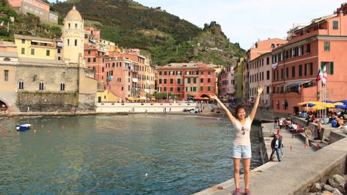 Vernazza from below, where to stay in cinque terre, best place to stay in cinque terre