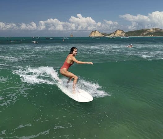 adventure joy, surfing girl, lombok bali