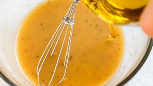 whisking salad dressing