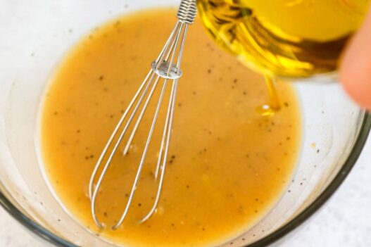 whisking salad dressing