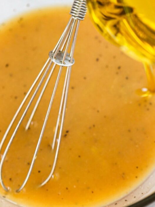 whisking salad dressing