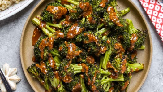 Roasted broccoli with miso sauce