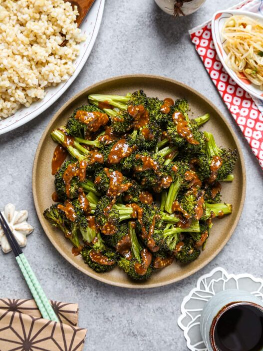 Roasted broccoli with miso sauce
