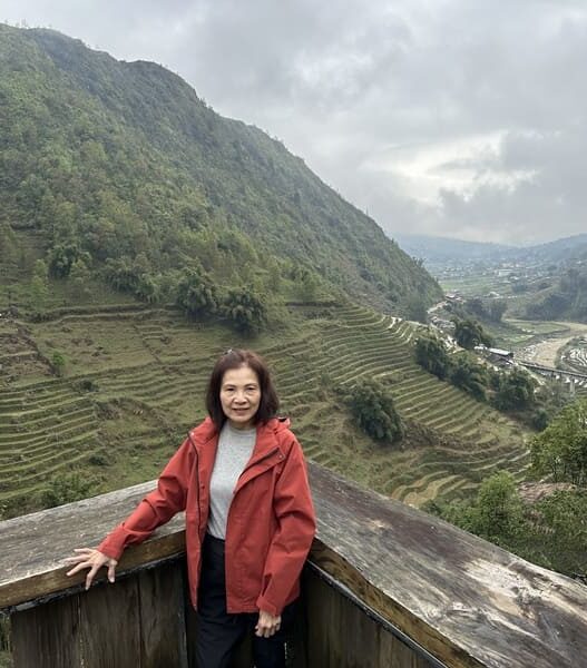 Terraced rice fields and mountain views in Sapa, Vietnam