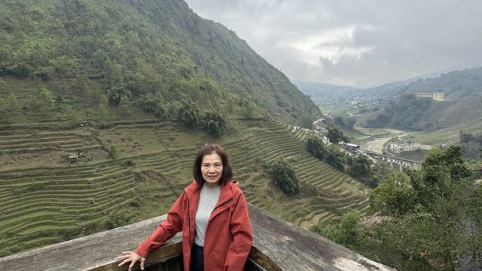Terraced rice fields and mountain views in Sapa, Vietnam