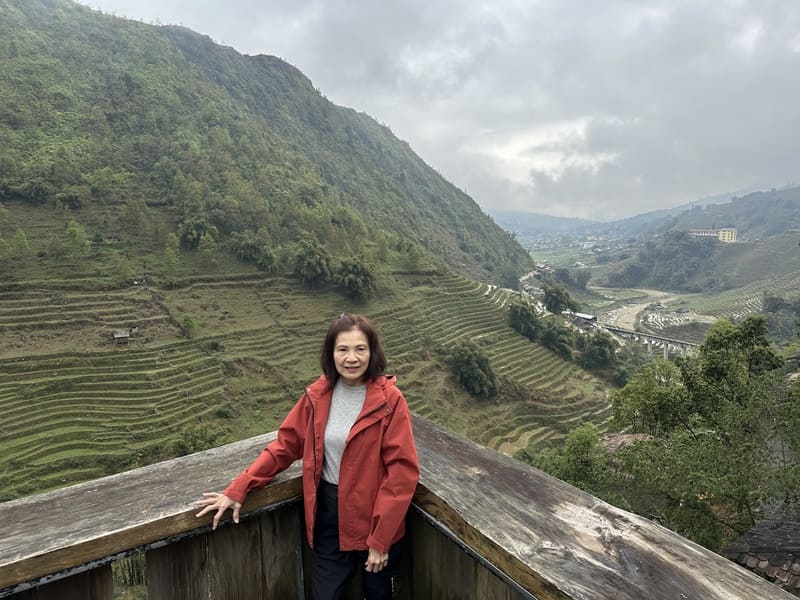 Terraced rice fields and mountain views in Sapa, Vietnam